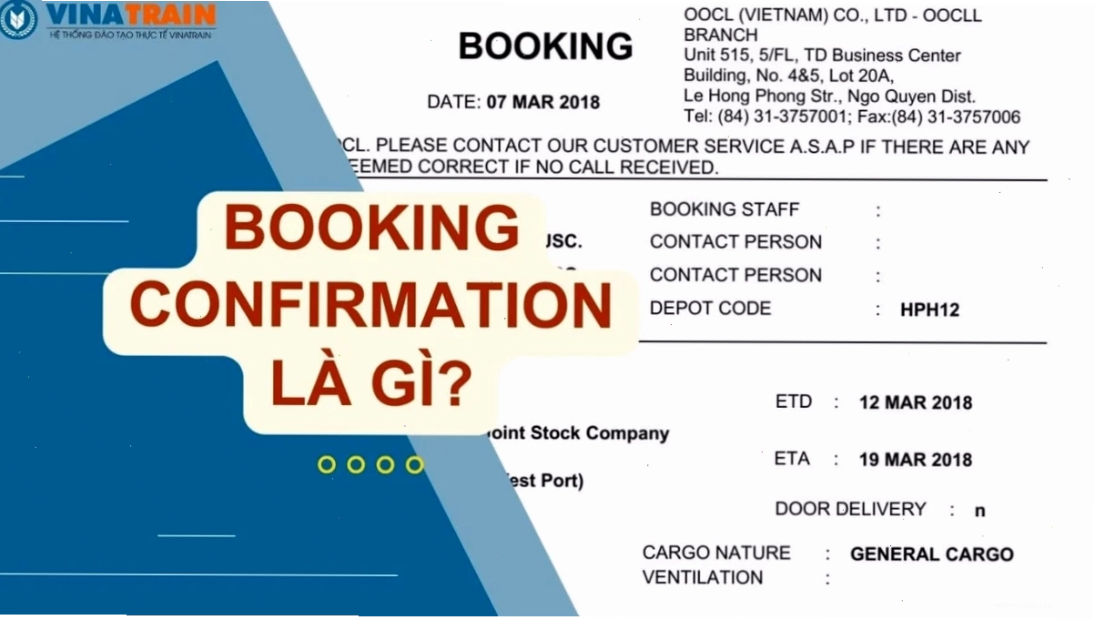 Booking Confirmation - Chứng từ quan trọng trong xuất khẩu hàng hóa