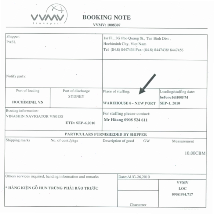 booking note la gi