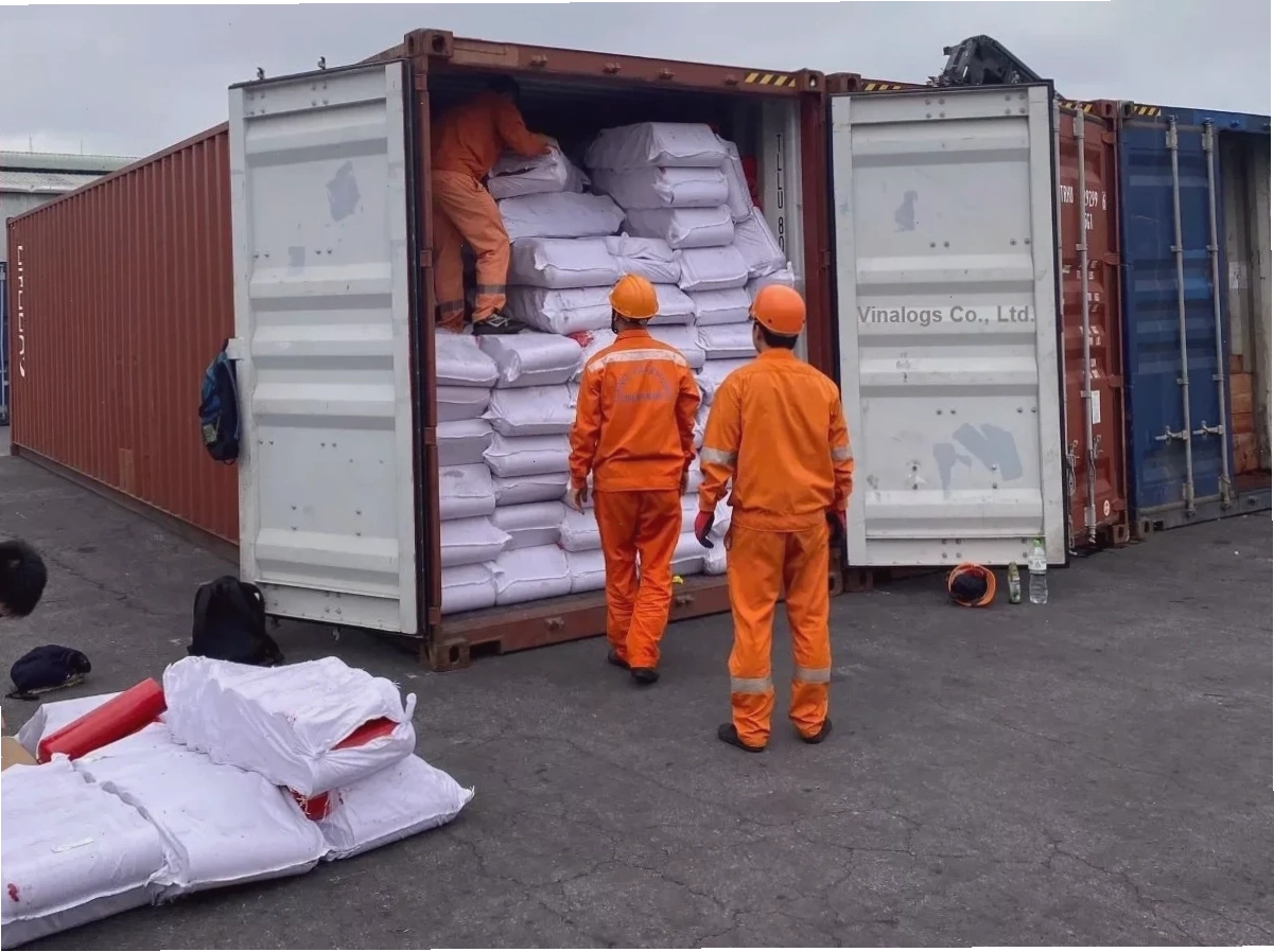 Cán bộ hải quan tiến hành kiểm tra thực tế hàng hóa trong container