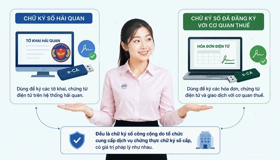 Chữ ký số hải quan thường là chữ ký số cộng cộng của Doanh nghiệp