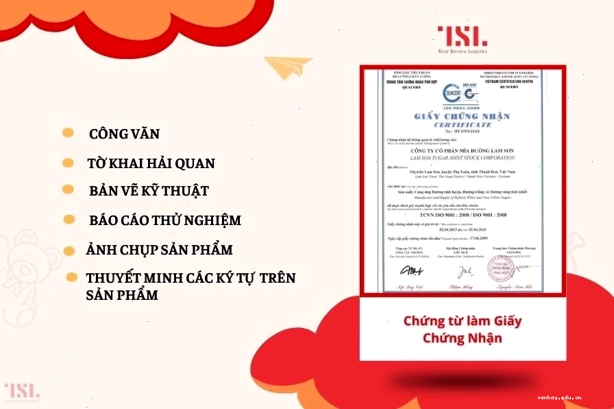Chứng từ làm giấy chứng nhận kiểm tra chất lượng