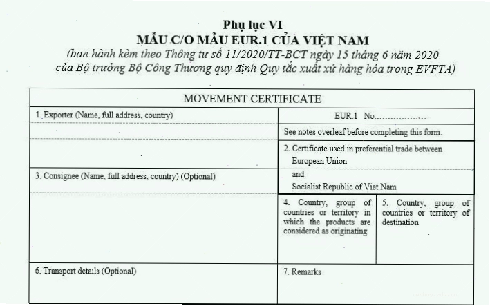 C/O Form EUR.1 là mẫu chứng nhận xuất xứ ưu đãi được sử dụng phổ biến