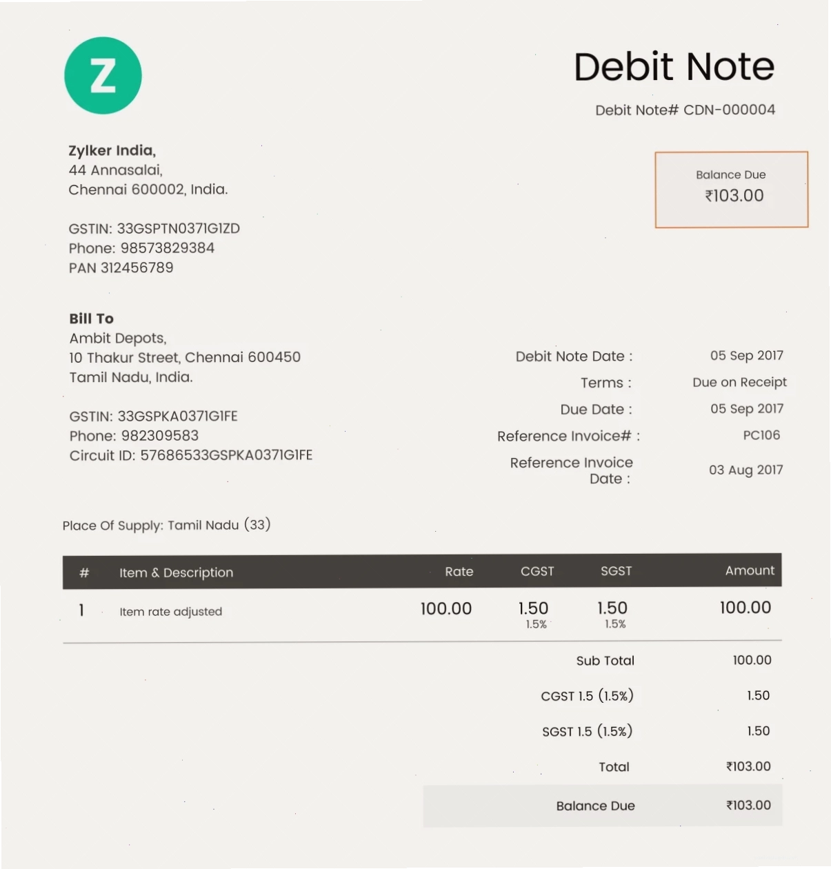 Debit Note điều chỉnh công nợ
