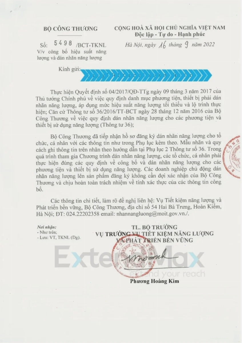 Giấy chứng nhận dán nhãn năng lượng cho sản phẩm