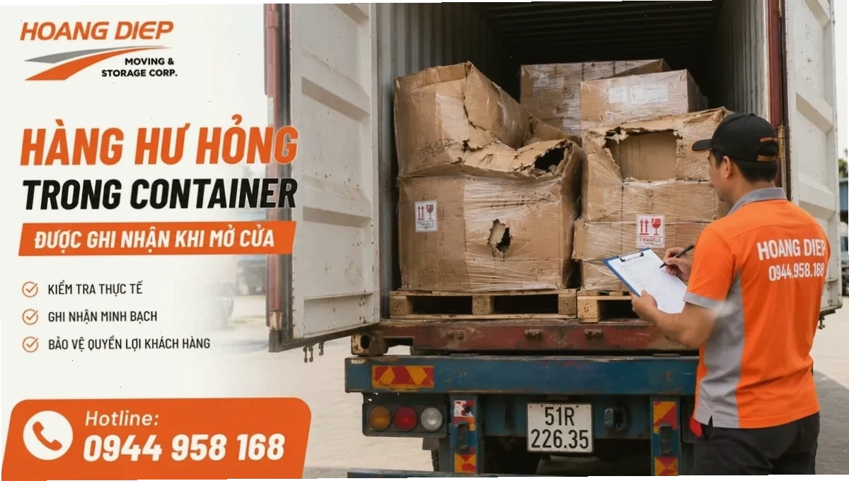 Hàng hư hỏng trong container được ghi nhận khi mở cửa