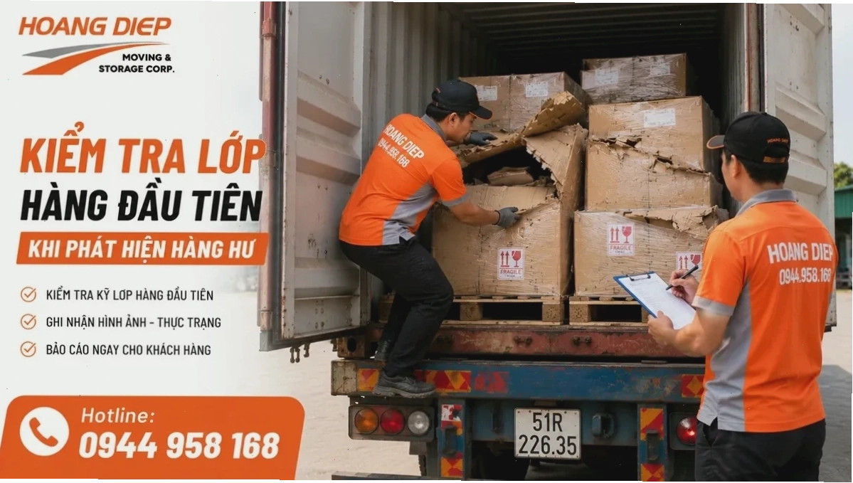 Kiểm tra lớp hàng đầu tiên khi phát hiện hàng hư trong container