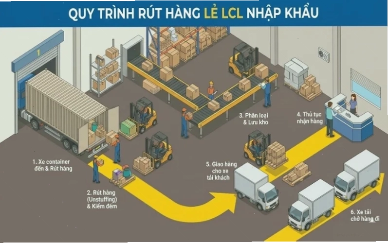 Quy trình rút hàng lẻ LCL tại kho CFS
