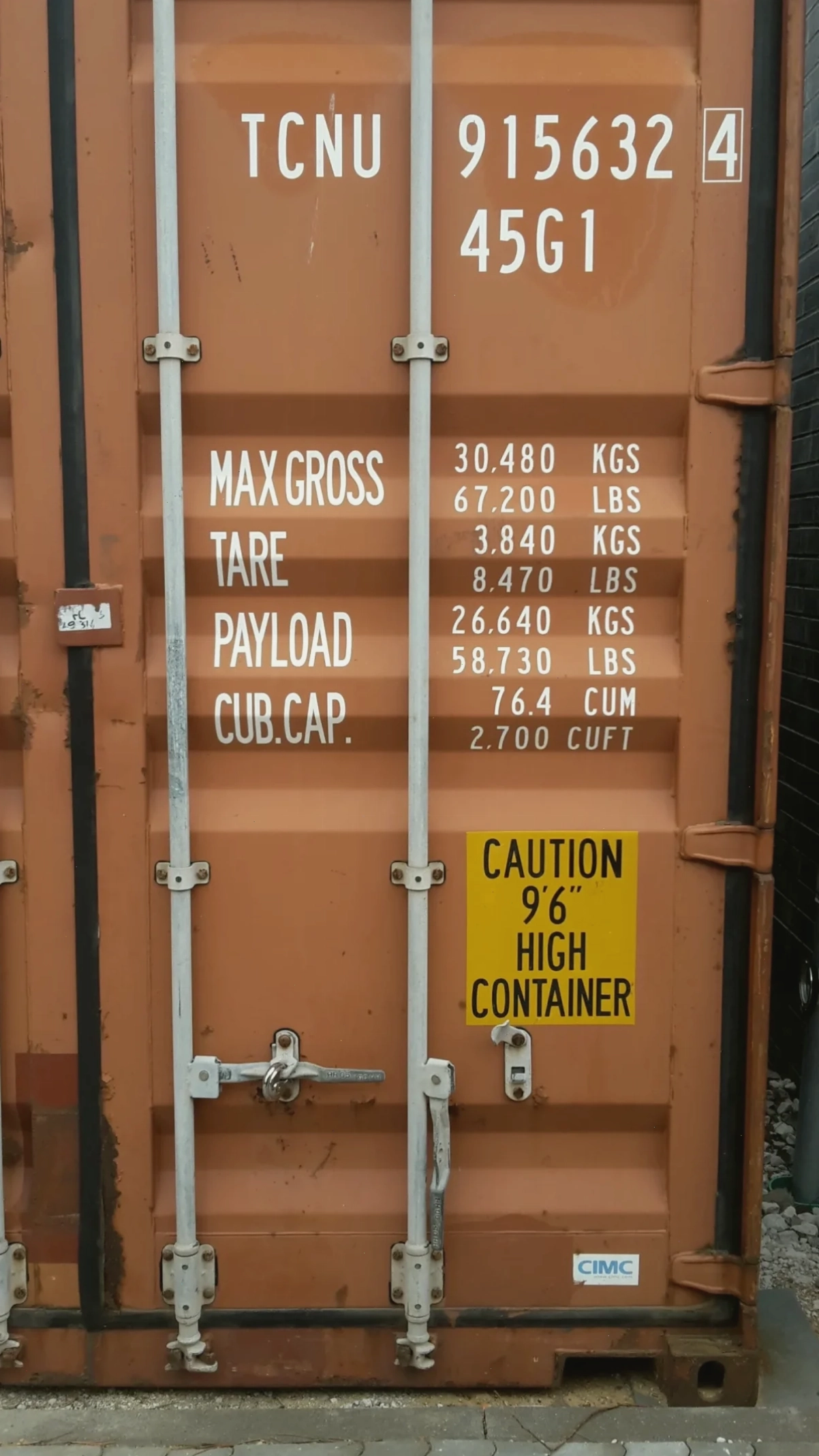 Thông số gross tare payload trên cửa container ISO