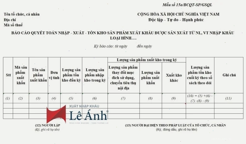 Thực hành điền Mẫu số 15/BCQT-NVL/GSQL trực tiếp trên hệ thống