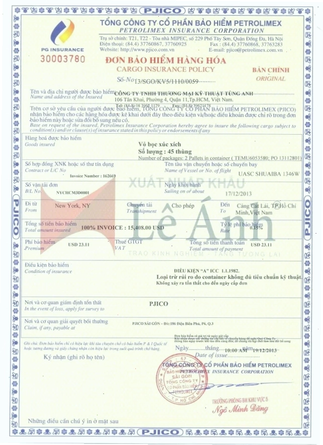 Thực tế về cách tính phí bảo hiểm hàng hóa xuất nhập khẩu