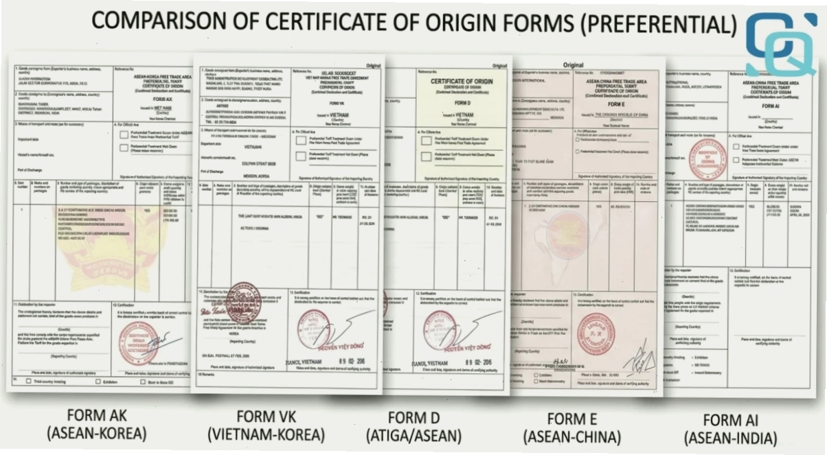 Tổng hợp các mẫu C/O Form AK, VK, D, E, AI trong thực tế
