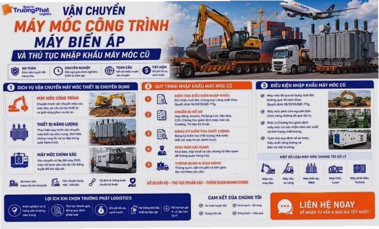 Vận Chuyển Máy Móc Công Trình Máy Biến Áp Và Thủ Tục Nhập Khẩu Máy Móc Cũ