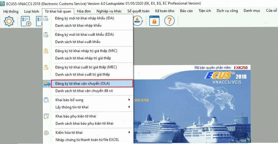 Ví dụ nhập liệu chi tiết cho từng trường trong tờ khai vận chuyển độc lập OLA